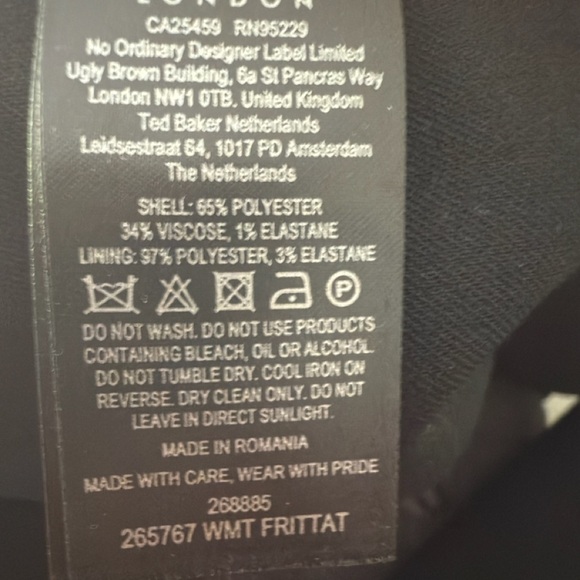 Ted Baker London Classic Black Women's Pants Size 2 - Picture 5 of 7